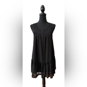 Divided Black Ruffle Hem Dress